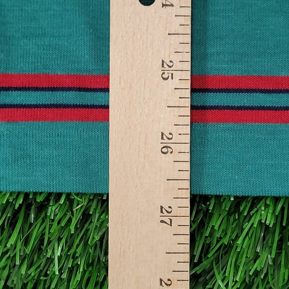 Vintage 90s MOD Striped Polo Shirt Large 22x27 Green Red - Picture 14 of 14